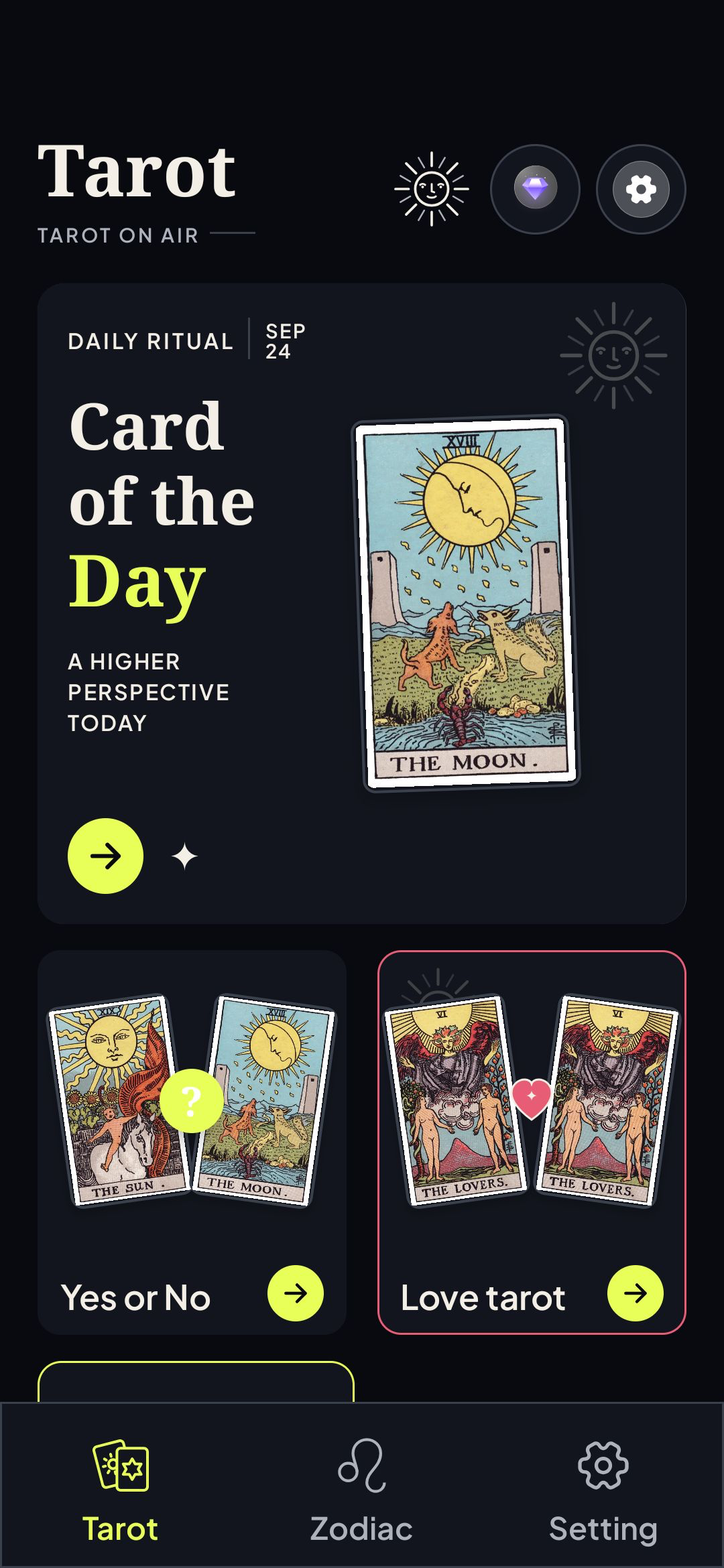 Tarot home with the Card of the Day editorial cover