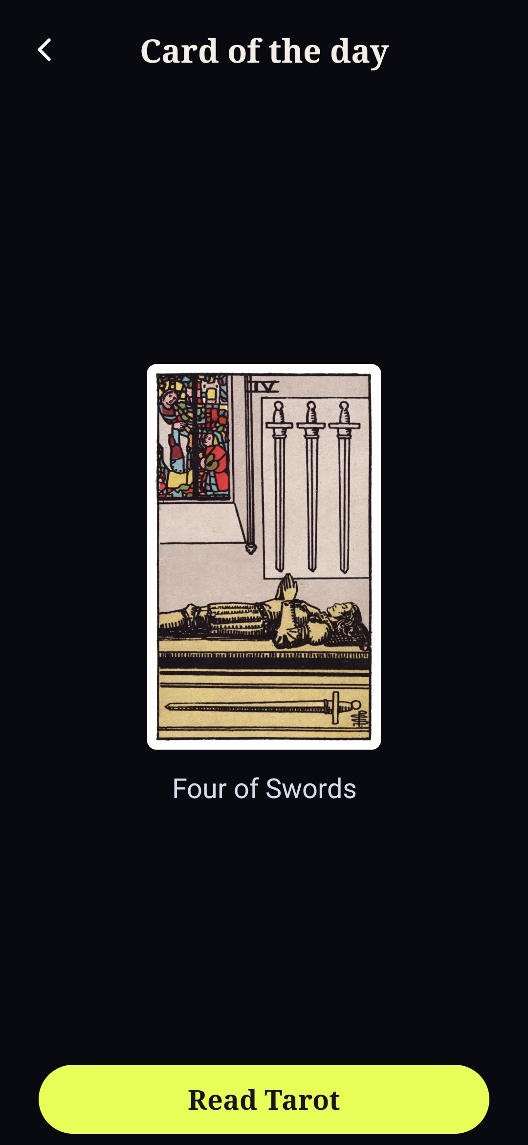 Card of the day selected and ready to read