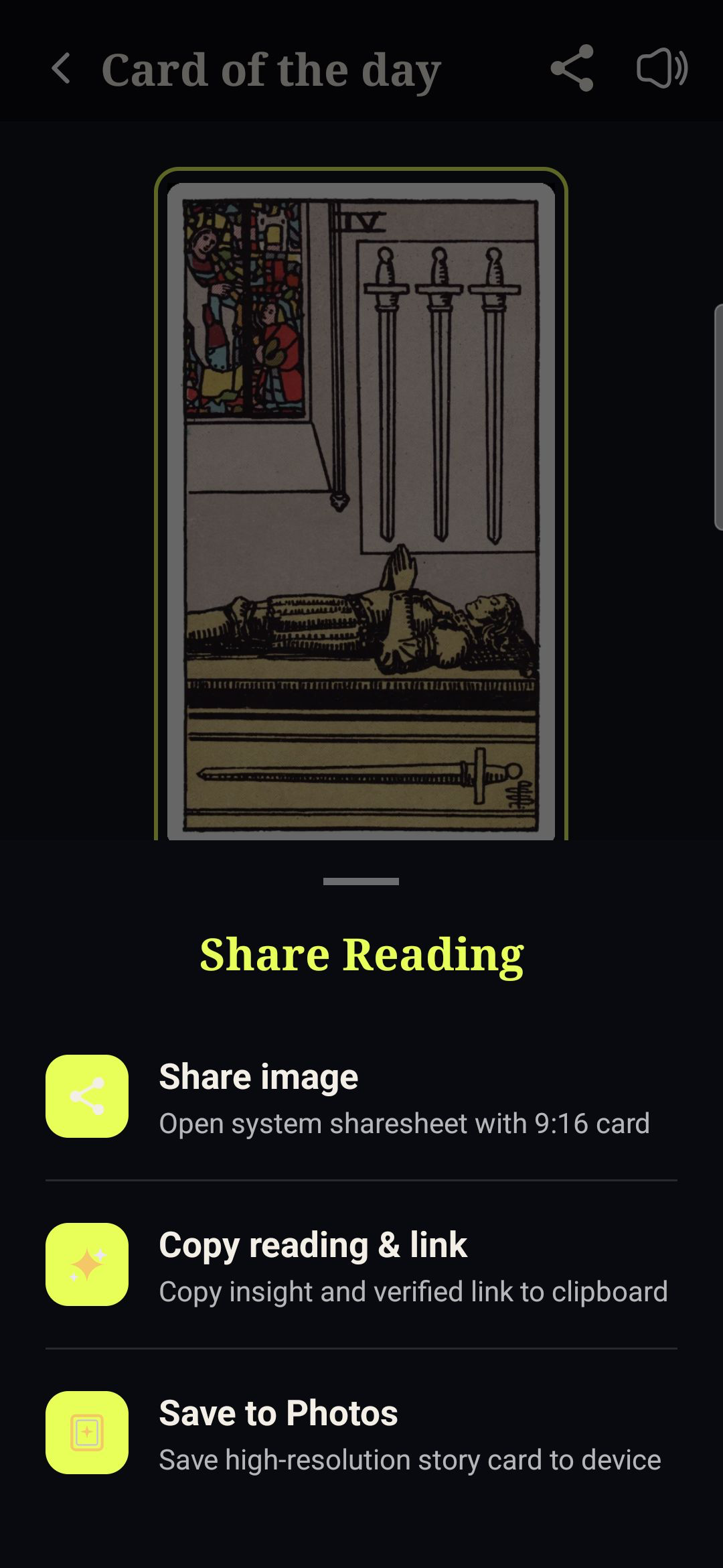 Share Reading options for image, link, and photo save